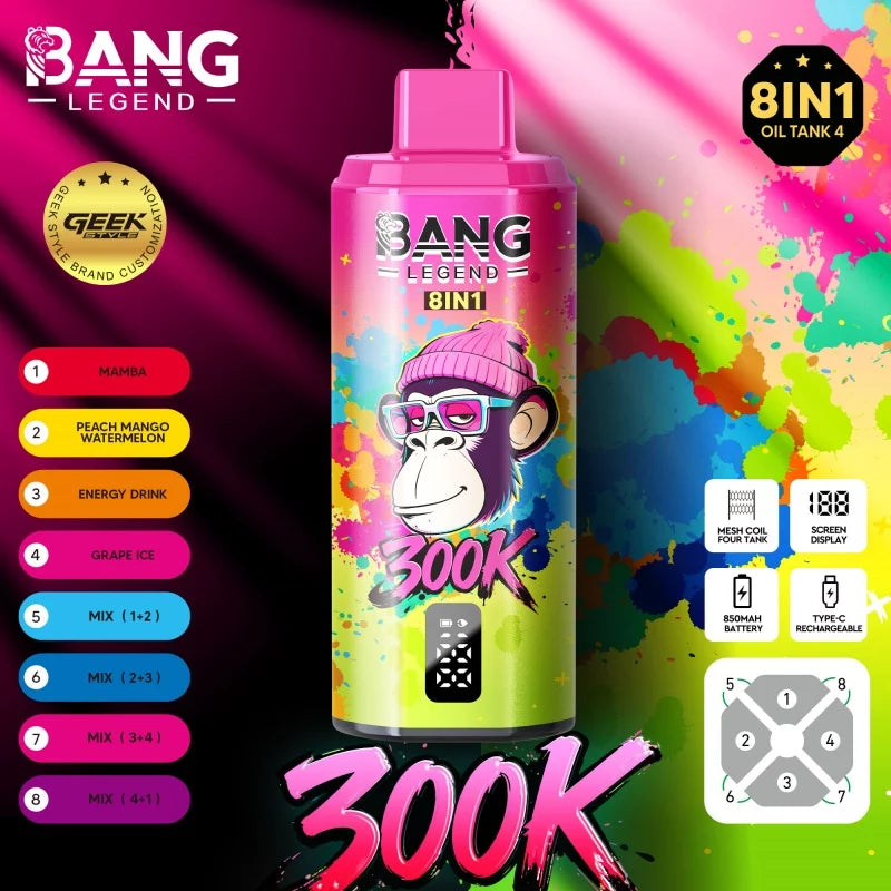 BANG LEGEND 300K Matrix – Wielozadaniowy System 8w1 z nikotyną 5% (8 Smaków w 1 Urządzeniu)