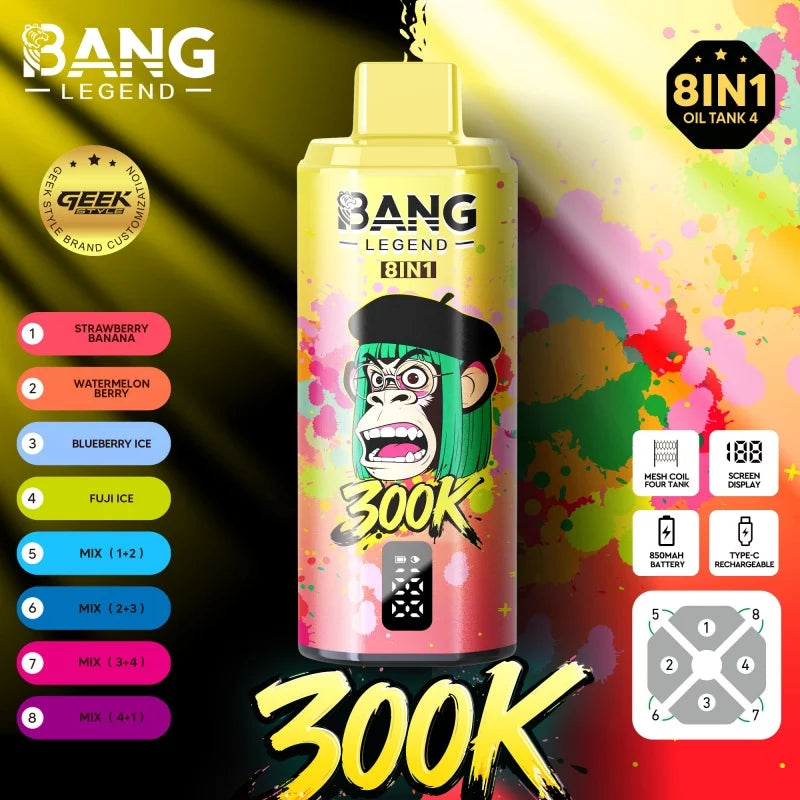 BANG LEGEND 300K Matrix – Wielozadaniowy System 8w1 (8 Smaków w 1 Urządzeniu)