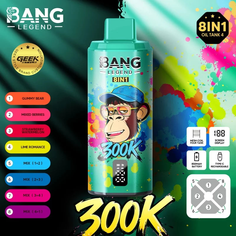 BANG LEGEND 300K Matrix – Wielozadaniowy System 8w1 (8 Smaków w 1 Urządzeniu)